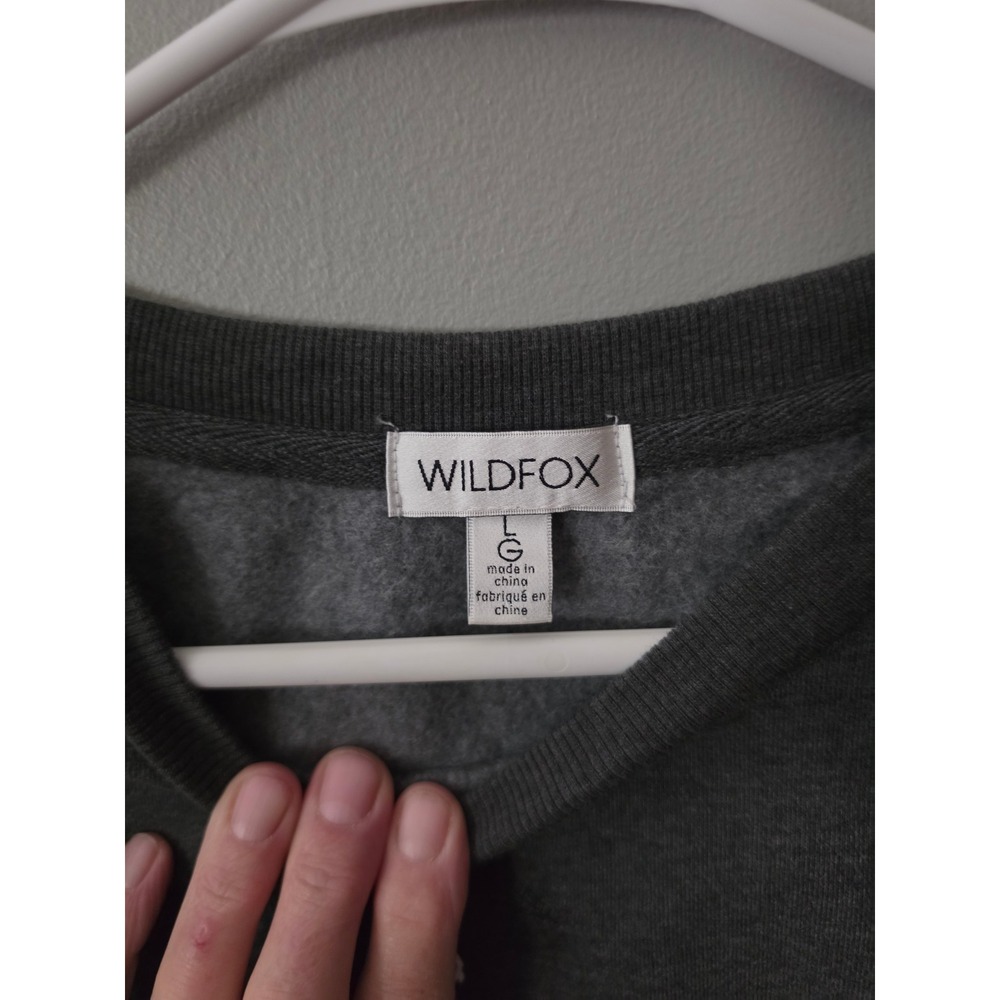Wildfox Wine & Cheese Club Sweatshirt Charcoal Grey Embroidered Crewneck Large - Picture 3 of 5